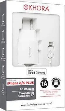 Khora AC Charger Lightning 1A Blanco iPhone 6 khora Khora AC Charger Lightning 1A Blanco iPhone 6 khora