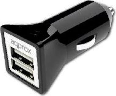 Approx Cargador Para Coche 2 Usb 5v/3,1 Ah Color Negro Ap Approx Cargador Para Coche 2 Usb 5v/3,1 Ah Color Negro Ap