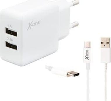 X-ONE X-one Cargador Pared Usb 2.4a + Cable Usb Tipo C X-ONE X-one Cargador Pared Usb 2.4a + Cable Usb Tipo C
