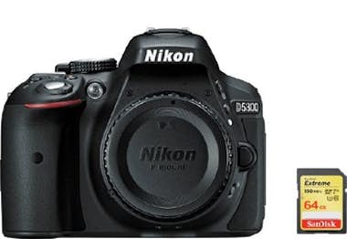 Nikon NIKON D5300 Cuerpo Negro + 64GB tarjeta SD