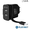 Platinet Cargador Universal Entrada 2 x USB Con Cable Micro Platinet Cargador Universal Entrada 2 x USB Con Cable Micro
