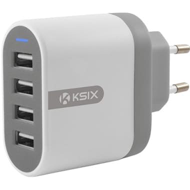 Ksix Cargador de red + 4 USB 4,8 A