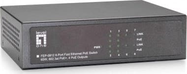 Level One LevelOne Switch Fast Ethernet PoE de 8 puertos, 4 Level One LevelOne Switch Fast Ethernet PoE de 8 puertos, 4