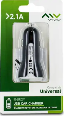 MYWAY Myway cargador coche USB 2.1A negro MYWAY Myway cargador coche USB 2.1A negro