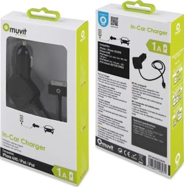 Muvit muvit cargador coche Apple 30 pin MFI 1A negro Muvit muvit cargador coche Apple 30 pin MFI 1A negro