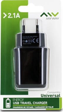 MYWAY Myway transformador USB 2.1A negro MYWAY Myway transformador USB 2.1A negro