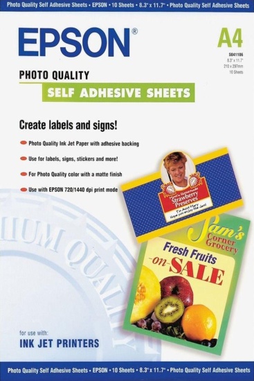 epson self-adhesive photo paper - a4 - 10 hojas