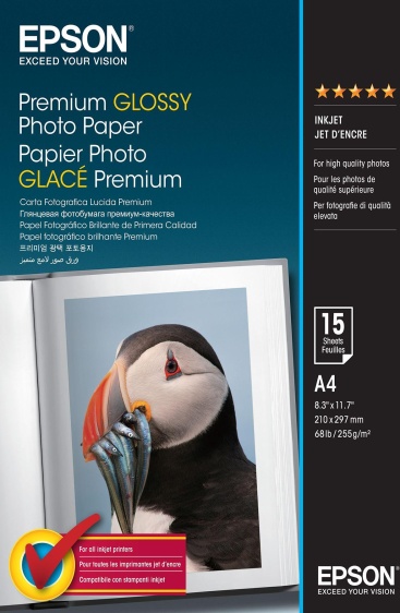 epson premium glossy photo paper - a4 - 15 hojas