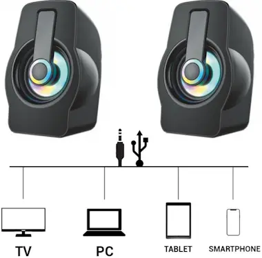 OEM Altavoces LED con conexión USB y jack 3.5 mm compa OEM Altavoces LED con conexión USB y jack 3.5 mm compa