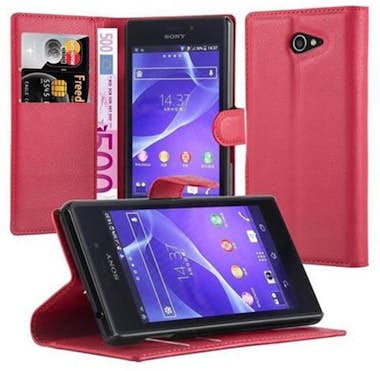 Cadorabo Funda Libro para Sony Xperia M2 AQUA en ROJO CARMi Cadorabo Funda Libro para Sony Xperia M2 AQUA en ROJO CARMi