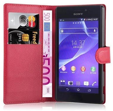 Cadorabo Funda Libro para Sony Xperia M2 AQUA en ROJO CARMi Cadorabo Funda Libro para Sony Xperia M2 AQUA en ROJO CARMi