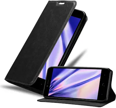 Cadorabo Funda Libro para BQ Aquaris U / U Lite en NEGRO AN Cadorabo Funda Libro para BQ Aquaris U / U Lite en NEGRO AN