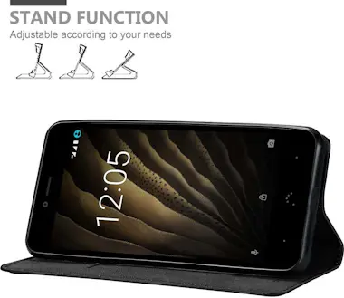 Cadorabo Funda Libro para BQ Aquaris U / U Lite en NEGRO AN Cadorabo Funda Libro para BQ Aquaris U / U Lite en NEGRO AN