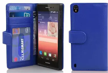 Cadorabo Funda Libro para Huawei P7 en AZUL REAL - Cubierta Cadorabo Funda Libro para Huawei P7 en AZUL REAL - Cubierta
