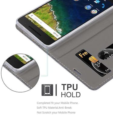 Cadorabo Funda Libro para Huawei NEXUS 6P en GRIS NEGRO - C Cadorabo Funda Libro para Huawei NEXUS 6P en GRIS NEGRO - C