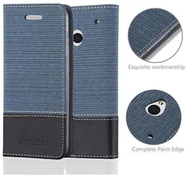 Cadorabo Funda Libro para HTC ONE M7 en AZUL OSCURO NEGRO - Cadorabo Funda Libro para HTC ONE M7 en AZUL OSCURO NEGRO -