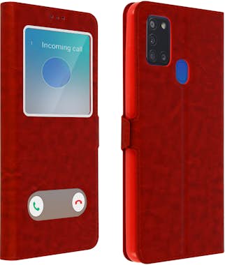 Avizar Funda Samsung Galaxy A21s con Ventana Doble - Rojo Avizar Funda Samsung Galaxy A21s con Ventana Doble - Rojo