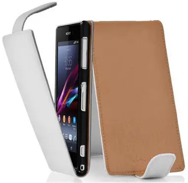 Cadorabo Funda para Sony Xperia Z1 COMPACT in BLANCO MAGNES Cadorabo Funda para Sony Xperia Z1 COMPACT in BLANCO MAGNES