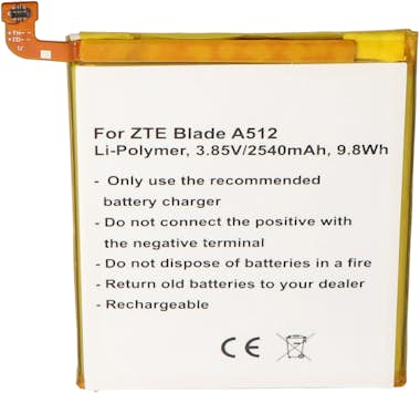 AccuCell Batería adecuada para la batería ZTE BA910 Blade A AccuCell Batería adecuada para la batería ZTE BA910 Blade A