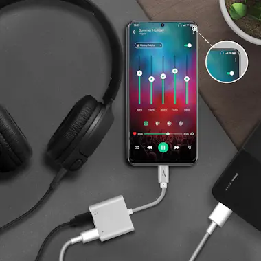 Akashi Adaptador USB-C a USB-C + Jack 3.5mm Hembra Audio Akashi Adaptador USB-C a USB-C + Jack 3.5mm Hembra Audio