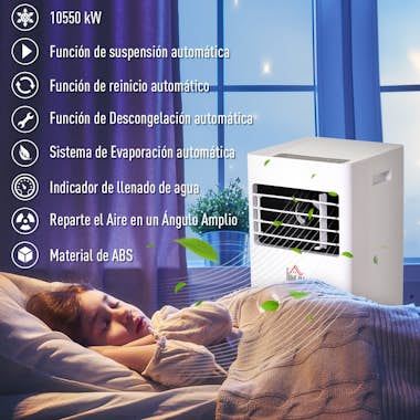 HOMCOM Aire Acondicionado Portátil con Ruedas Sin Necesid HOMCOM Aire Acondicionado Portátil con Ruedas Sin Necesid