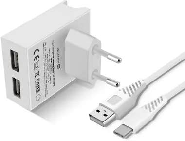 Swissten Cargador Doble USB 3A Smart IC + Cable USB-C Slim Swissten Cargador Doble USB 3A Smart IC + Cable USB-C Slim
