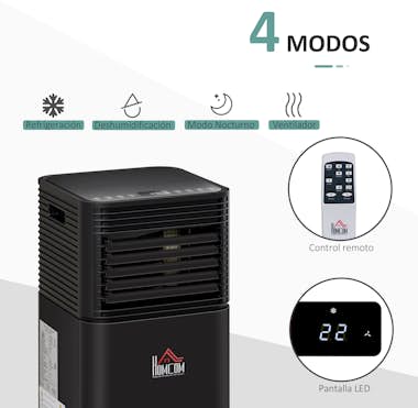 HOMCOM Aire Acondicionado Portátil 4 en 1 Móvil Deshumidi HOMCOM Aire Acondicionado Portátil 4 en 1 Móvil Deshumidi