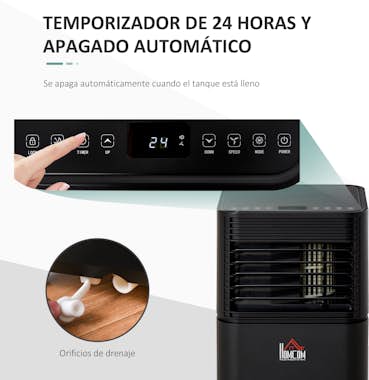 HOMCOM Aire Acondicionado Portátil 4 en 1 Móvil Deshumidi HOMCOM Aire Acondicionado Portátil 4 en 1 Móvil Deshumidi