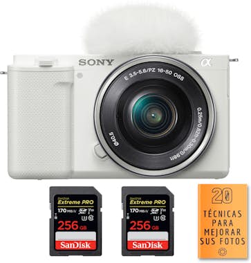 Sony ZV-E10 + 16-50mm Blanco + 2 SanDisk 256GB Extreme Sony ZV-E10 + 16-50mm Blanco + 2 SanDisk 256GB Extreme
