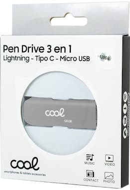 Cool Pen Drive x USB 128 GB COOL (3 en 1) Lightning / T Cool Pen Drive x USB 128 GB COOL (3 en 1) Lightning / T