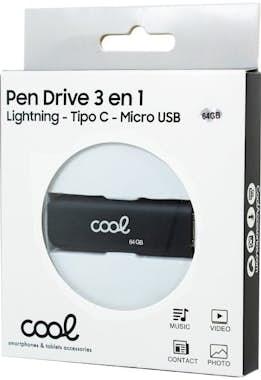 Cool Pen Drive USB x64 GB COOL (3 En 1) Lightning / Tip Cool Pen Drive USB x64 GB COOL (3 En 1) Lightning / Tip