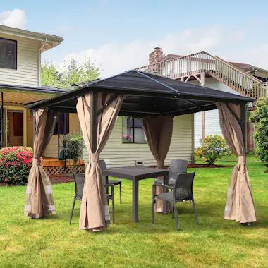 Outsunny Gazebo Pabellón Exterior Jardín 3x3m Carpa Cenador Outsunny Gazebo Pabellón Exterior Jardín 3x3m Carpa Cenador