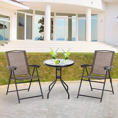 Outsunny Conjunto Mesa y 2 Sillas Muebles para Jardín Exter Outsunny Conjunto Mesa y 2 Sillas Muebles para Jardín Exter