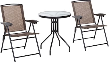 Outsunny Conjunto Mesa y 2 Sillas Muebles para Jardín Exter Outsunny Conjunto Mesa y 2 Sillas Muebles para Jardín Exter