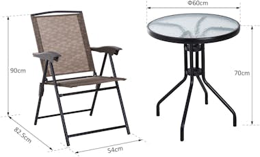 Outsunny Conjunto Mesa y 2 Sillas Muebles para Jardín Exter Outsunny Conjunto Mesa y 2 Sillas Muebles para Jardín Exter