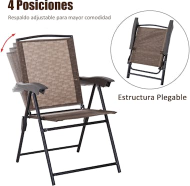 Outsunny Conjunto Mesa y 2 Sillas Muebles para Jardín Exter Outsunny Conjunto Mesa y 2 Sillas Muebles para Jardín Exter