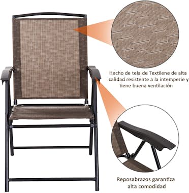 Outsunny Conjunto Mesa y 2 Sillas Muebles para Jardín Exter Outsunny Conjunto Mesa y 2 Sillas Muebles para Jardín Exter