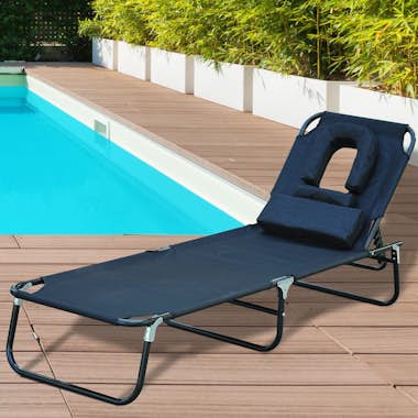 Outsunny Tumbona Reclinable y Plegable con Almohada para Pl Outsunny Tumbona Reclinable y Plegable con Almohada para Pl