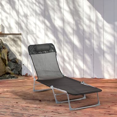 Outsunny Tumbona Plegable y Reclinable de Jardín con Reposa Outsunny Tumbona Plegable y Reclinable de Jardín con Reposa