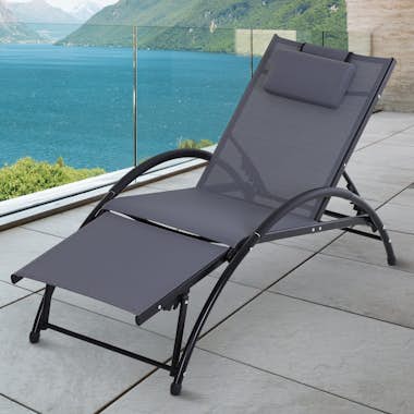 Outsunny Tumbona de Exterior Reclinable con Reposacabezas y Outsunny Tumbona de Exterior Reclinable con Reposacabezas y