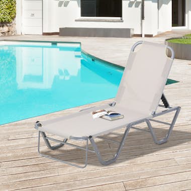 Outsunny Tumbona de Jardín con Respaldo Ajustable en 5 Posi Outsunny Tumbona de Jardín con Respaldo Ajustable en 5 Posi