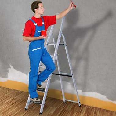 HOMCOM Escalera de Aluminio Tijera Plegable 4/5/6 Peldaño HOMCOM Escalera de Aluminio Tijera Plegable 4/5/6 Peldaño