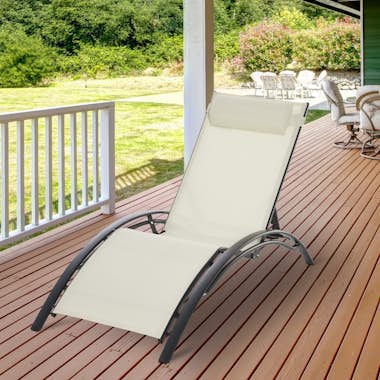 Outsunny Tumbona Reclinable con Respaldo Ajustable en 5 Pos Outsunny Tumbona Reclinable con Respaldo Ajustable en 5 Pos