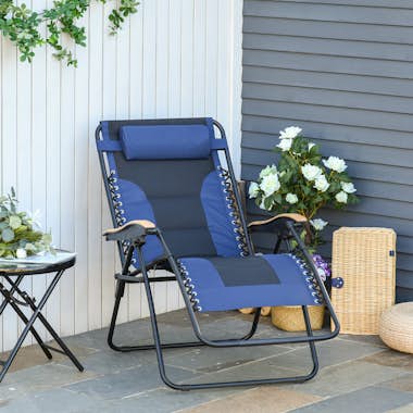 Outsunny Tumbona Plegable y Reclinable de Acero con Portava Outsunny Tumbona Plegable y Reclinable de Acero con Portava