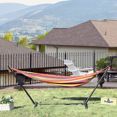 Outsunny Hamaca con Soporte de Acero Portátil Altura Ajusta Outsunny Hamaca con Soporte de Acero Portátil Altura Ajusta