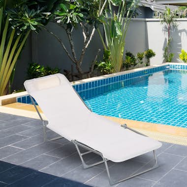 Outsunny Tumbona Plegable y Reclinable de Jardín con Reposa Outsunny Tumbona Plegable y Reclinable de Jardín con Reposa