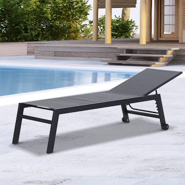 Outsunny Tumbona para Exterior con Ruedas Chaise Longue de Outsunny Tumbona para Exterior con Ruedas Chaise Longue de