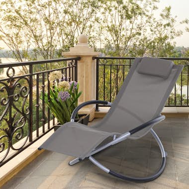 Outsunny Tumbona Mecedora de Jardín con Reposacabezas Extra Outsunny Tumbona Mecedora de Jardín con Reposacabezas Extra