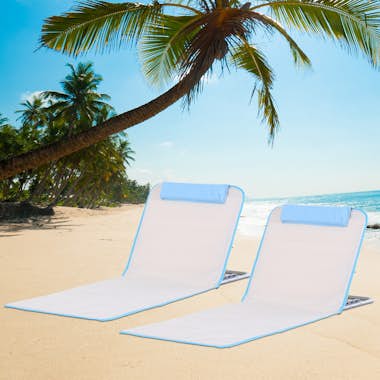 Outsunny Conjunto de 2 Esterillas de Playa con Respaldo Rec Outsunny Conjunto de 2 Esterillas de Playa con Respaldo Rec