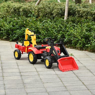 HOMCOM Tractor a Pedales con Remolque Excavador con Pala HOMCOM Tractor a Pedales con Remolque Excavador con Pala